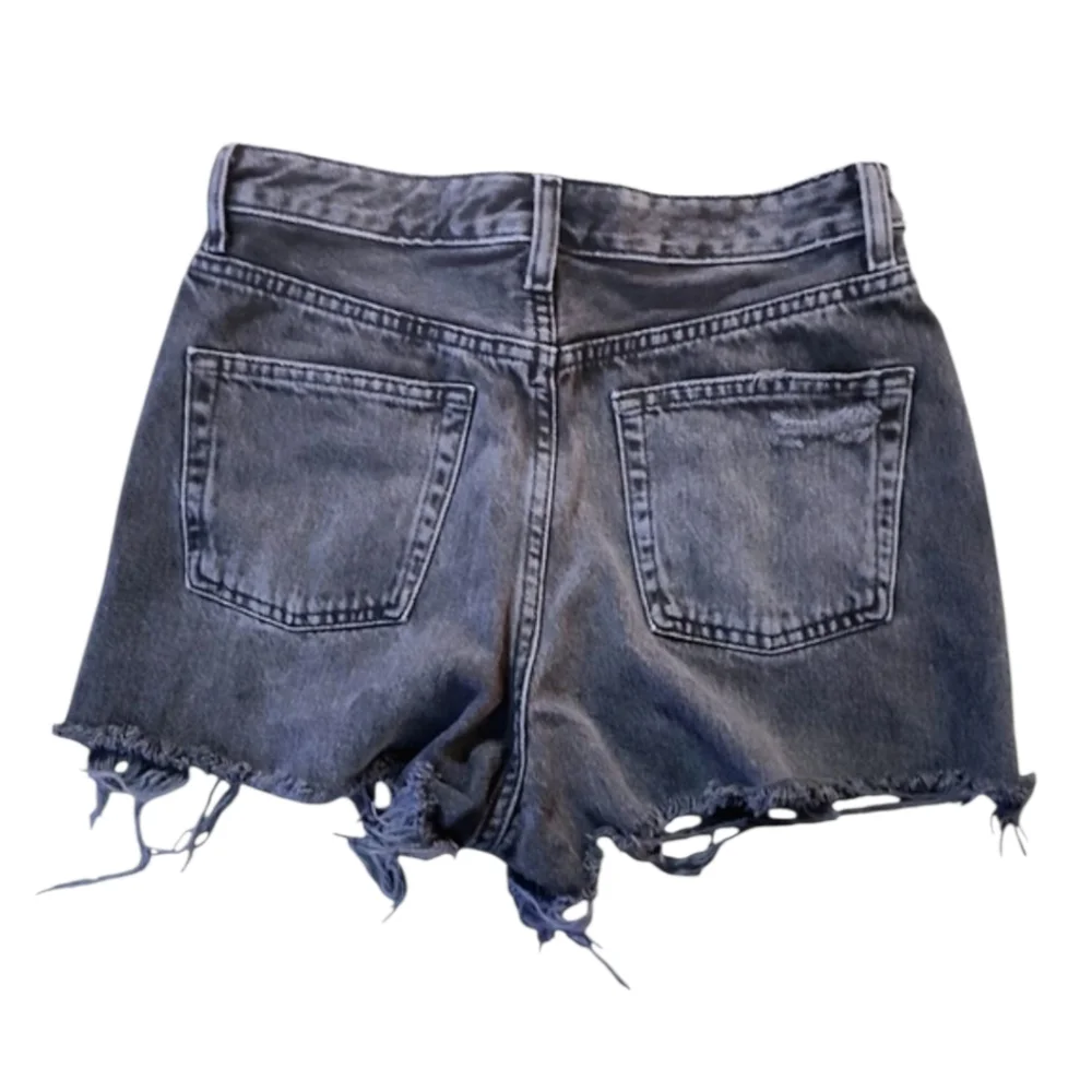 Topshop Blue Jean Shorts Distressed High-Waisted - Picture 3 of 5